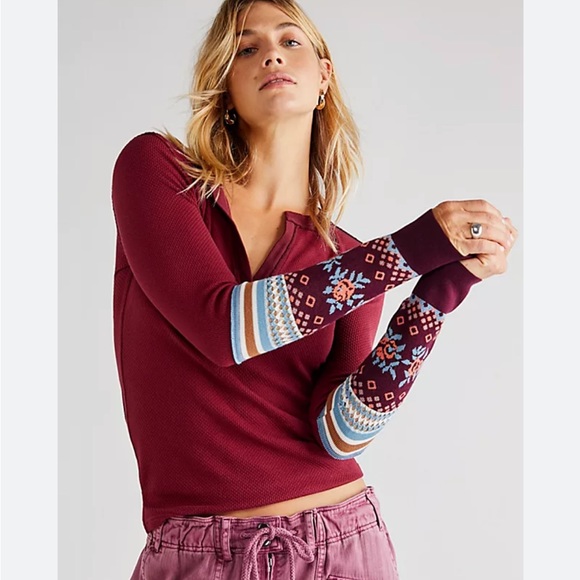 Free People Tops - Free people Mikah Layering Thermal Cuff shirt